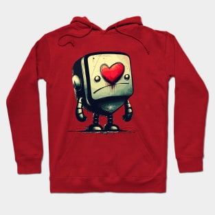 Cute clumsy sad valentine retro robot Hoodie